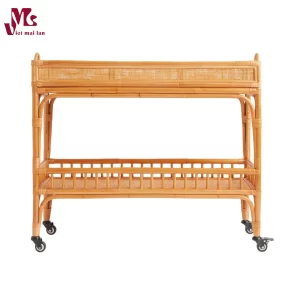 Natural Rattan 2 Tier Bar Cart