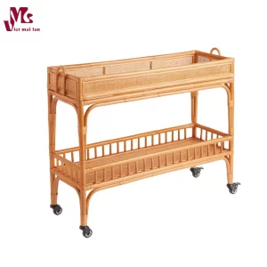 Natural Rattan 2 Tier Bar Cart