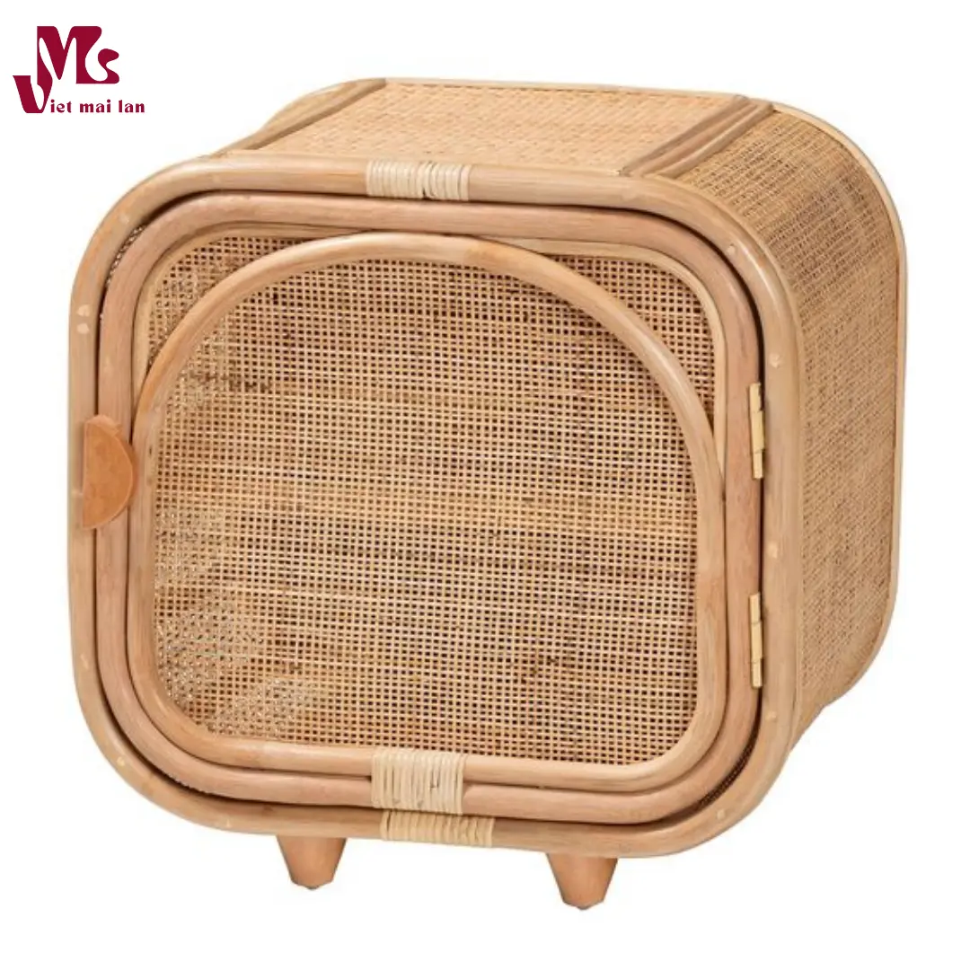 Bohemian rattan nightstand
