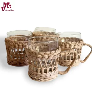 Set of 6 Handmade Rattan Cup