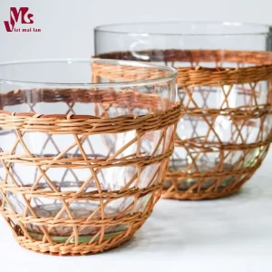 Rattan Wrapped Serving Bowl
