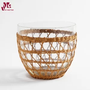 Rattan Wrapped Serving Bowl