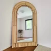 Rattan floor mirror