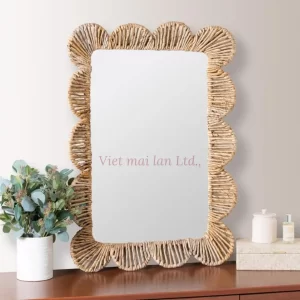 Woven Water Hyacinth Flower Mirror