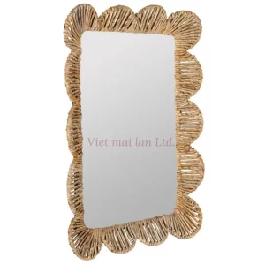 Woven Water Hyacinth Flower Mirror