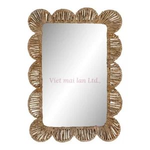 Woven Water Hyacinth Flower Mirror