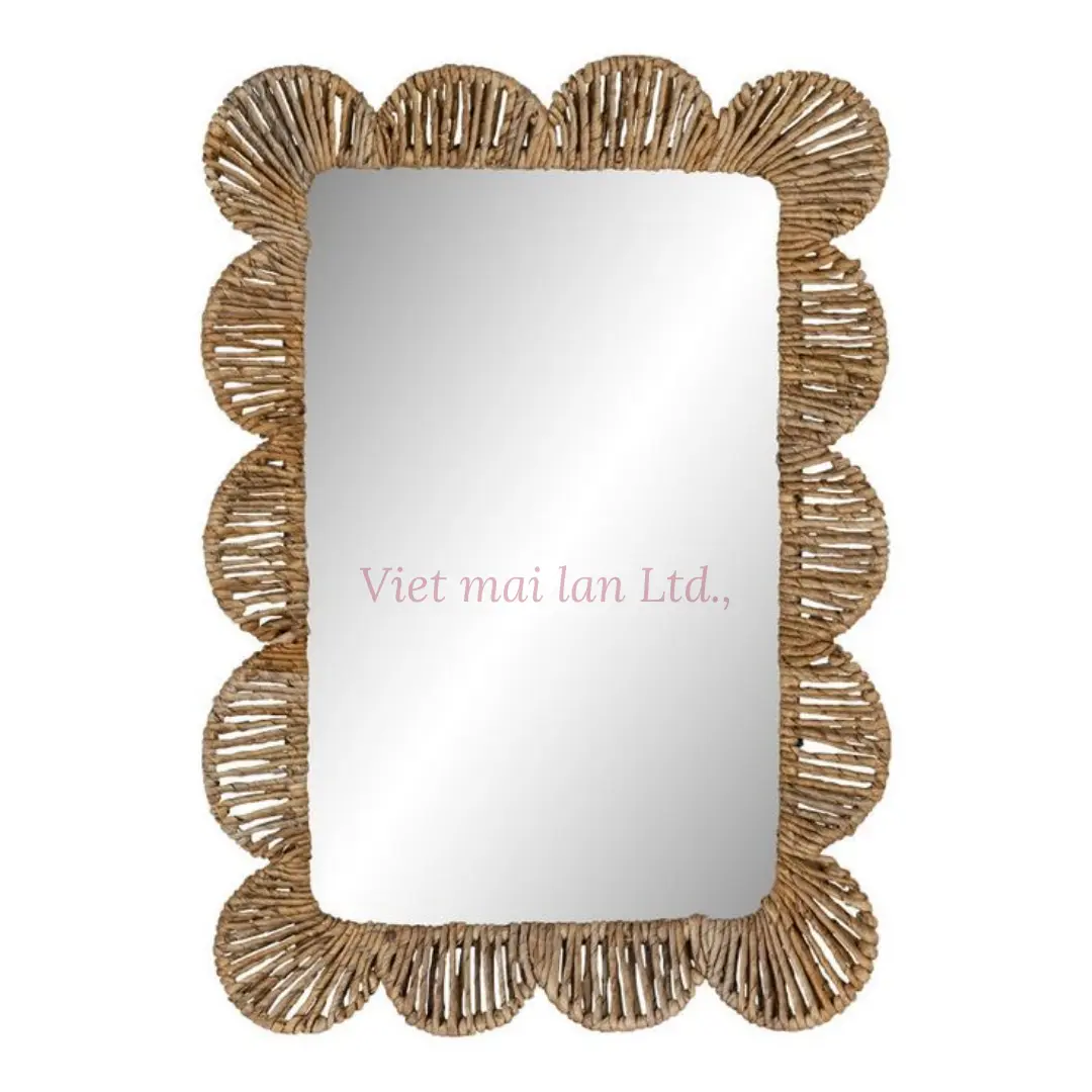 Woven Water Hyacinth Flower Mirror