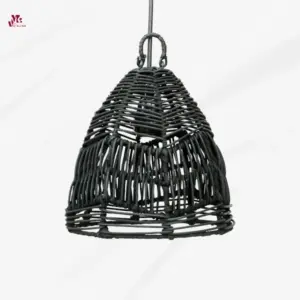 Basket Rattan Woven Black Hanging Lamp