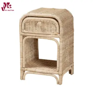 Modern Bohemian Natural Brown Rattan Nightstand
