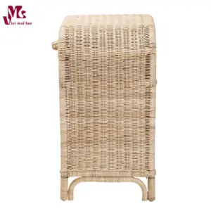 Modern Bohemian Natural Brown Rattan Nightstand