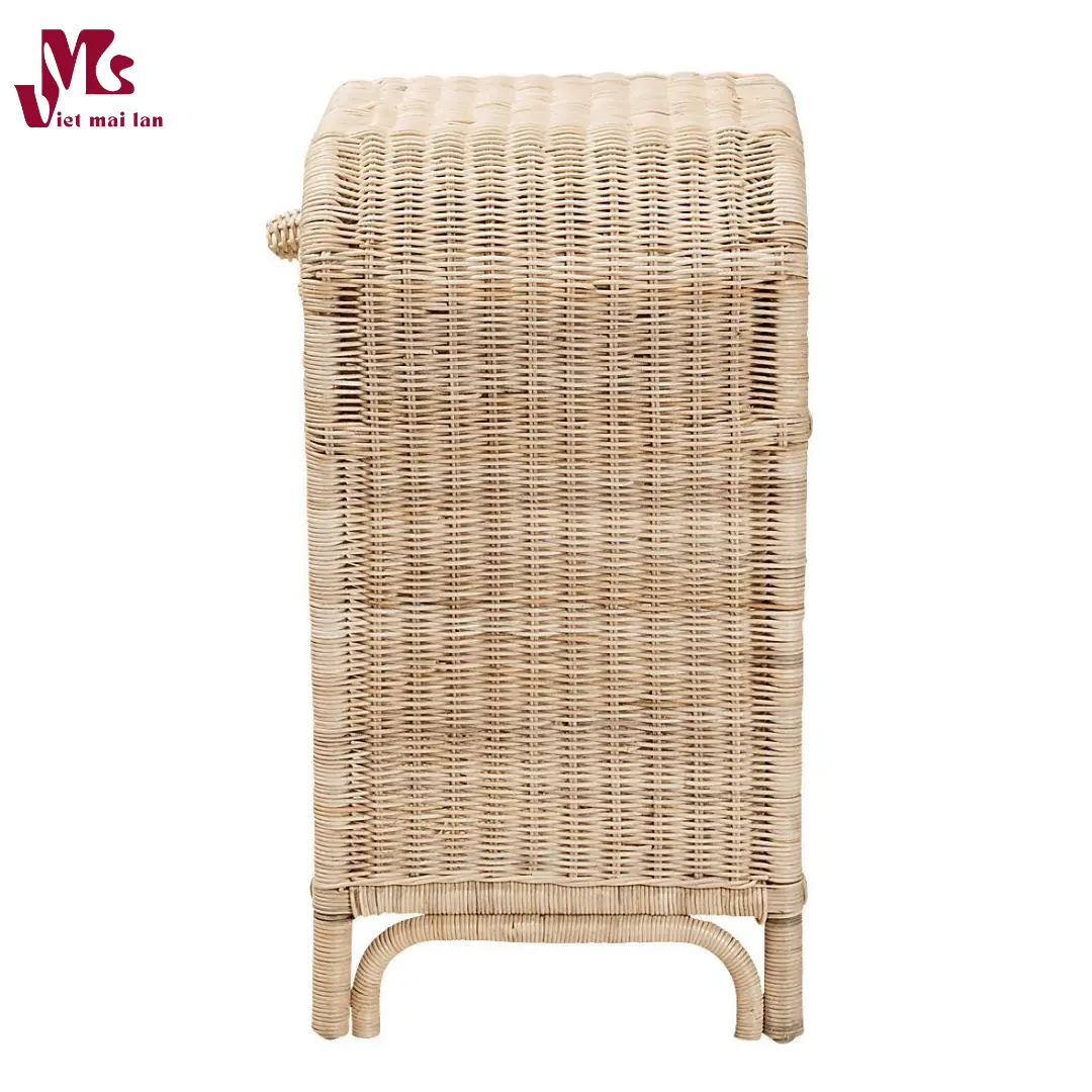 Modern Bohemian Natural Brown Rattan Nightstand