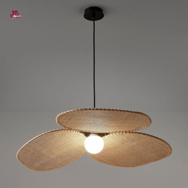 Natural rattan chandelier light