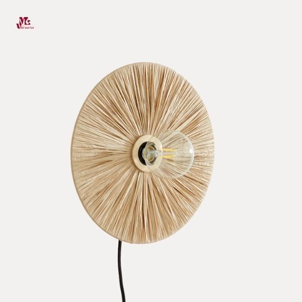 Round Wall Light Sconce in raffia rope