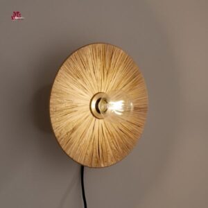 Round Wall Light Sconce in raffia rope