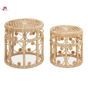 Set Of Two Natural Rattan Tables