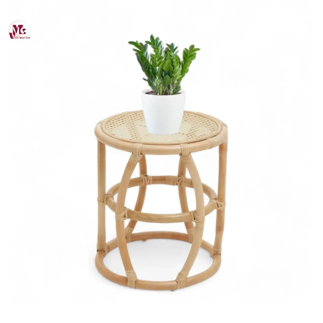 Natural Round Rattan Stool
