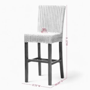 Rattan Bar Chair with Wooden Legs