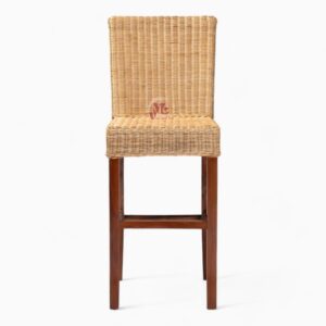 Rattan Bar Chair with Wooden Legs