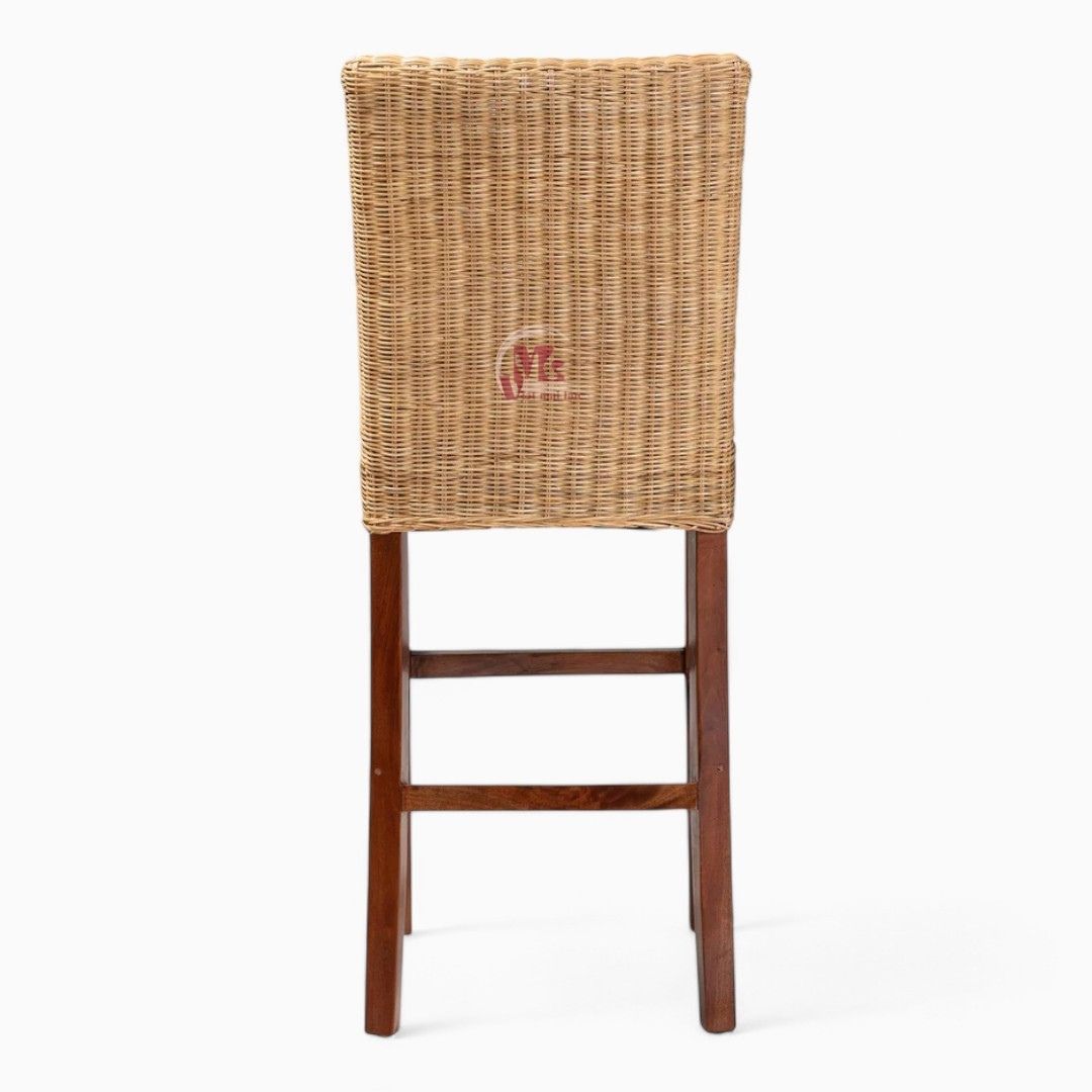 Rattan Bar Chair with Wooden Legs