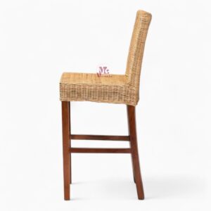 Rattan Bar Chair with Wooden Legs