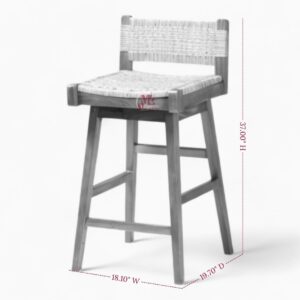 Natural Wicker Rattan Bar Chair with Wooden Legs