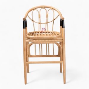 Modern Rattan Bar Stool with Wooden Legs