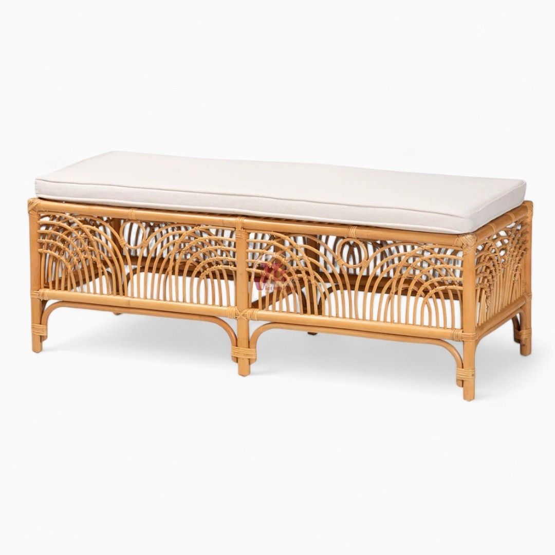 Natural Modern Rattan Bench Chair