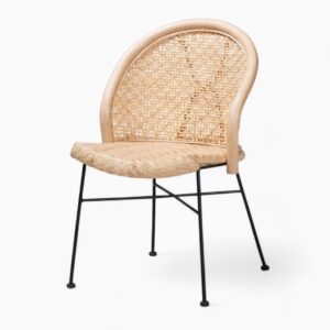 Modern Wicker Dining Chair with Iron Legs