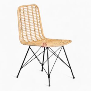 Rattan and Iron Dining Chair
