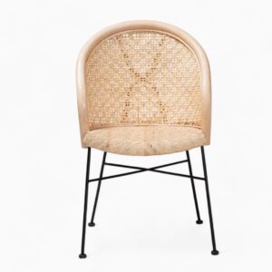 Modern Wicker Dining Chair with Iron Legs