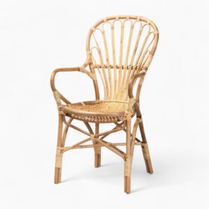 Rattan Accent Dining Chairs With Armrests