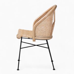 Modern Wicker Dining Chair with Iron Legs