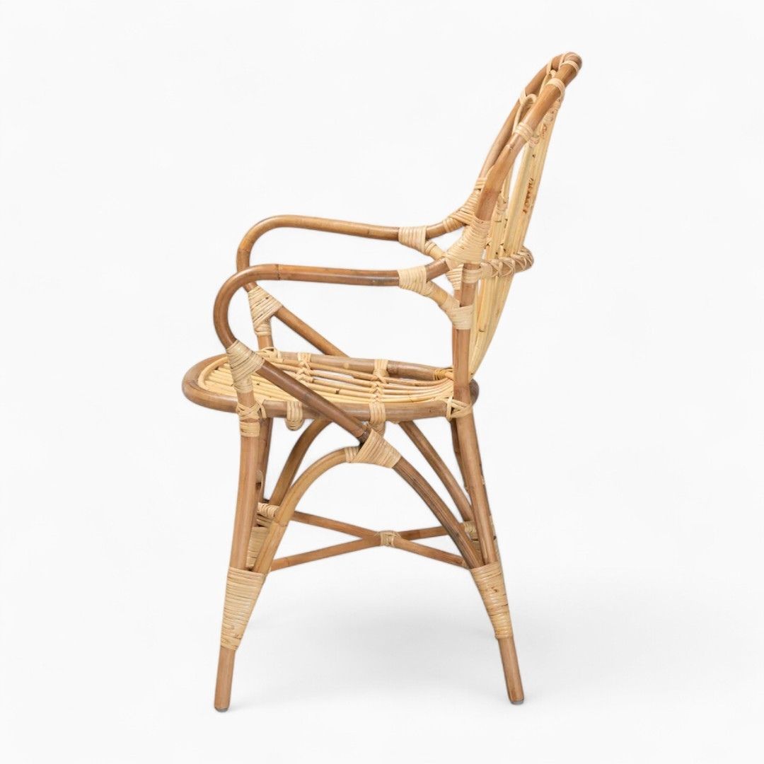 Rattan Accent Dining Chairs With Armrests