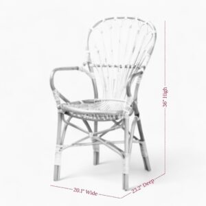 Rattan Accent Dining Chairs With Armrests