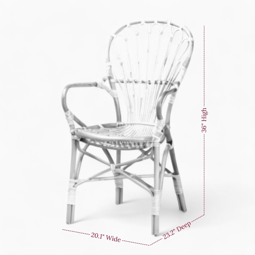 Rattan Accent Dining Chairs With Armrests