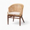 Wicker Dining Chair with Wooden Legs