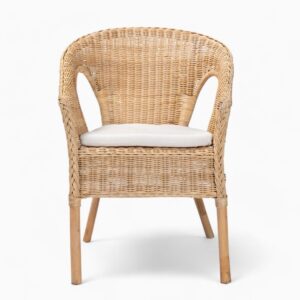 Woven Rattan Dining Chair with Cushion