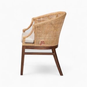 Wicker Dining Chair with Wooden Legs