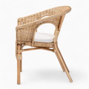 Woven Rattan Dining Chair with Cushion