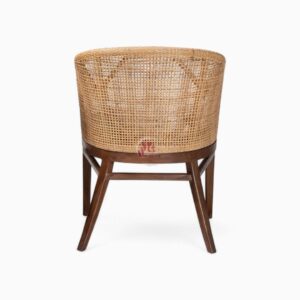 Wicker Dining Chair with Wooden Legs
