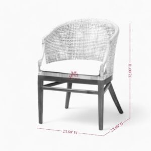 Wicker Dining Chair with Wooden Legs