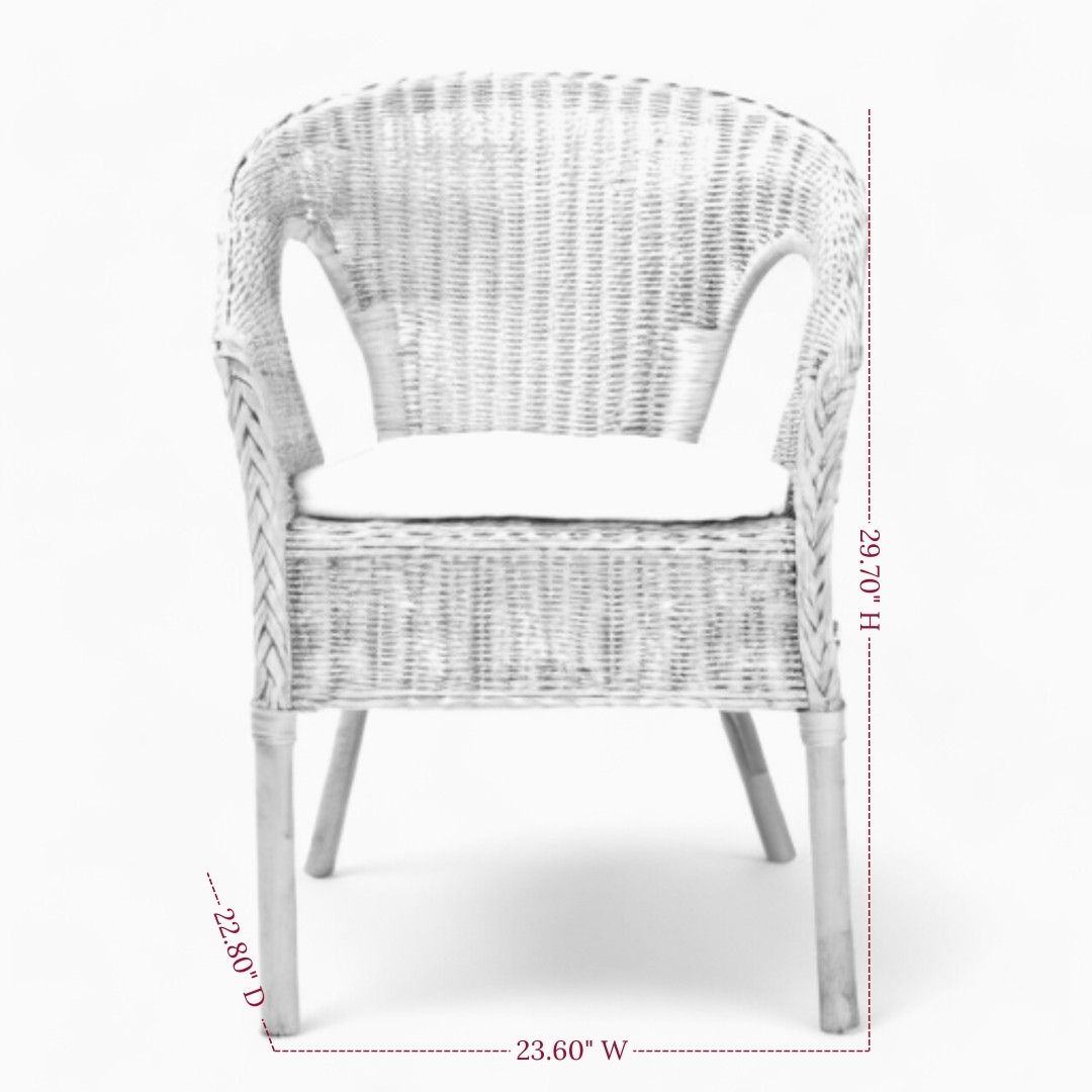 Woven Rattan Dining Chair with Cushion