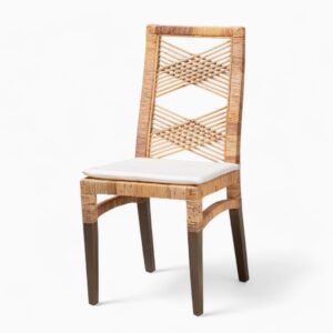 Luxury Rattan Dining Chair with Wooden Legs