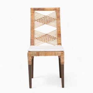 Luxury Rattan Dining Chair with Wooden Legs