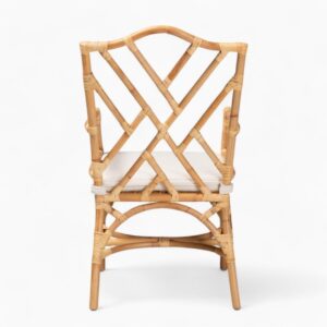 Brown Wicker Rattan Dining Chair With Cushion