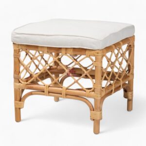 Modern Rattan Footstool with Cushion