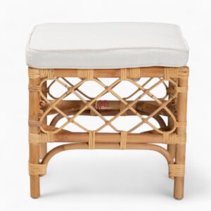 Modern Rattan Footstool with Cushion