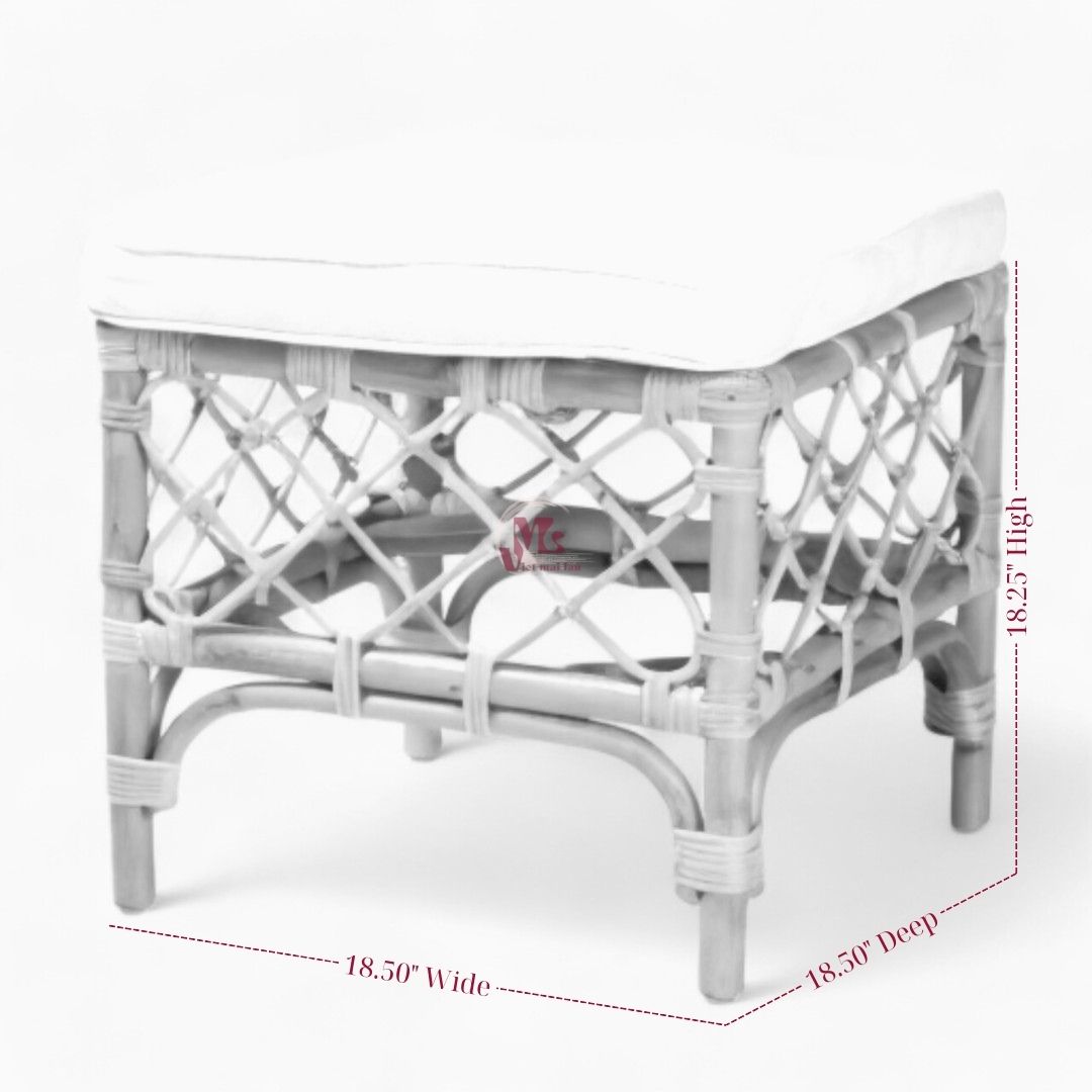 Modern Rattan Footstool with Cushion (VMLFC-194) | Viet Mai Lan