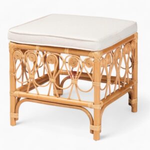 Square Rattan Footstool with Cushion