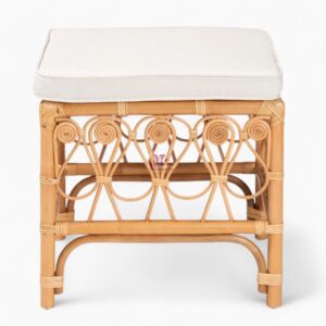 Square Rattan Footstool with Cushion